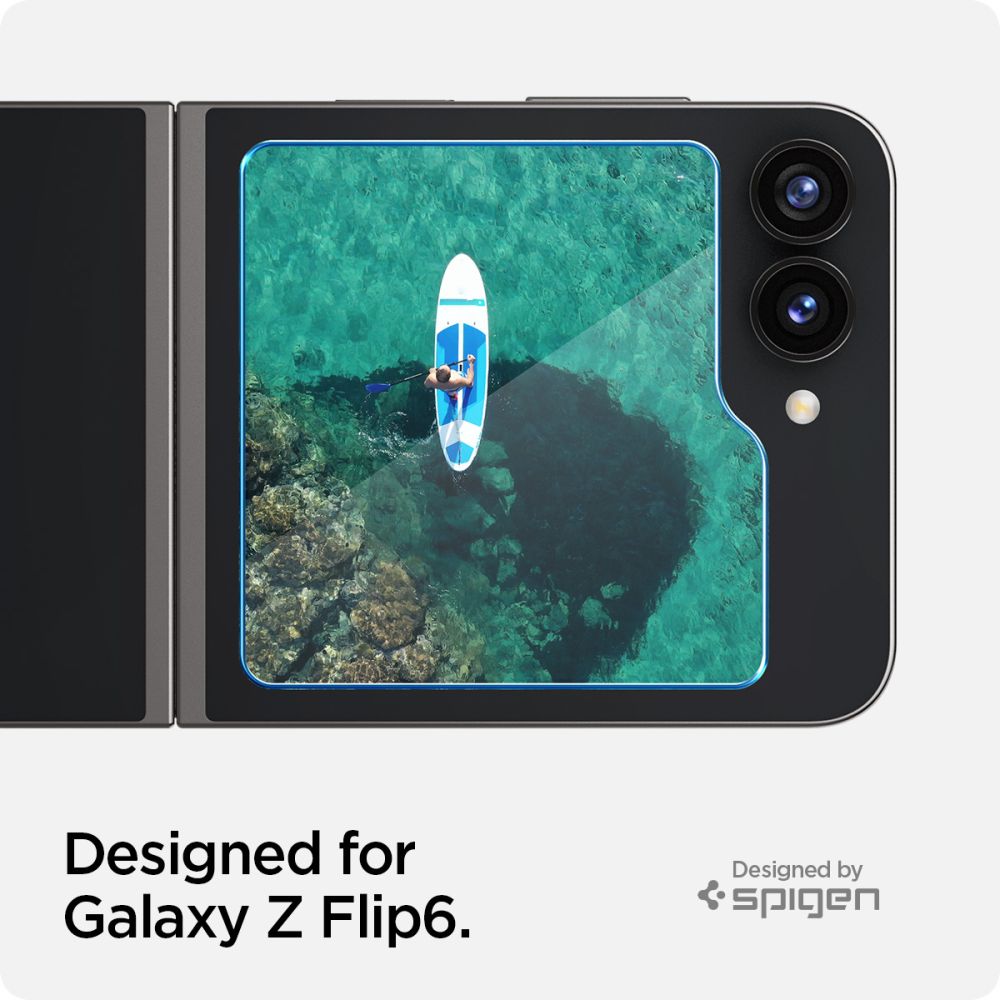 Zaštitna folija za vanjski ekran Spigen GlastR EZ FIT za Samsung Galaxy Z Flip6 F741, Kaljeno staklo, Full Glue, Set 2 komada AGL07972
