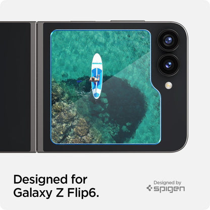 Zaštitna folija za vanjski ekran Spigen GlastR EZ FIT za Samsung Galaxy Z Flip6 F741, Kaljeno staklo, Full Glue, Set 2 komada AGL07972