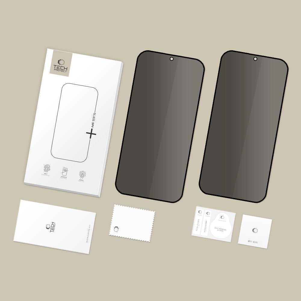 Zaštitna folija za ekran Privacy Tech-Protect Spy+ za Samsung Galaxy A57 5G / A37 5G / S25 FE, Kaljeno staklo, Full Glue, Set 2 komada