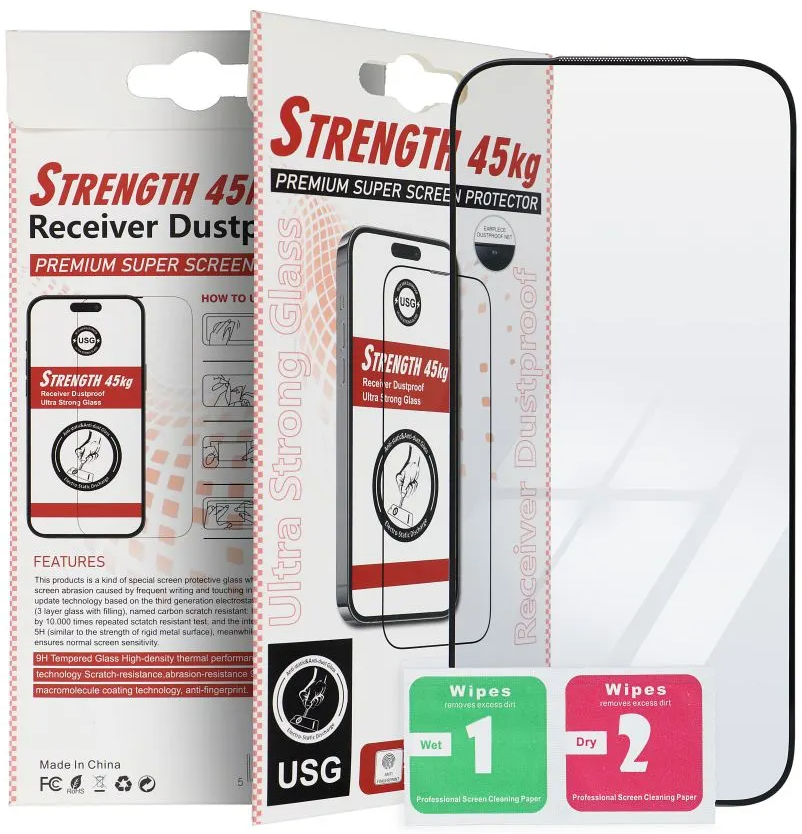 Zaštitna folija za ekran OEM Ultra Strong 45KG za Apple iPhone 16 Pro Max, Kaljeno staklo, Full Glue, 2.5D, Crna