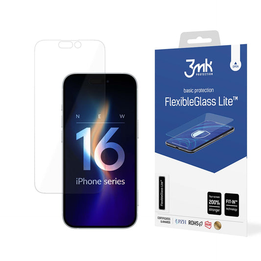 Zaštitna folija za ekran 3MK FlexibleGlass Lite za Apple iPhone 16 Pro, Fleksibilno staklo, Puno ljepilo