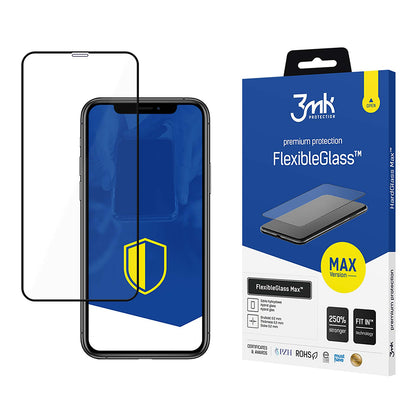 Zaštitna folija za ekran 3MK FlexibleGlass Max za Apple iPhone 11 / XR, Fleksibilno staklo, Full Glue, Crna