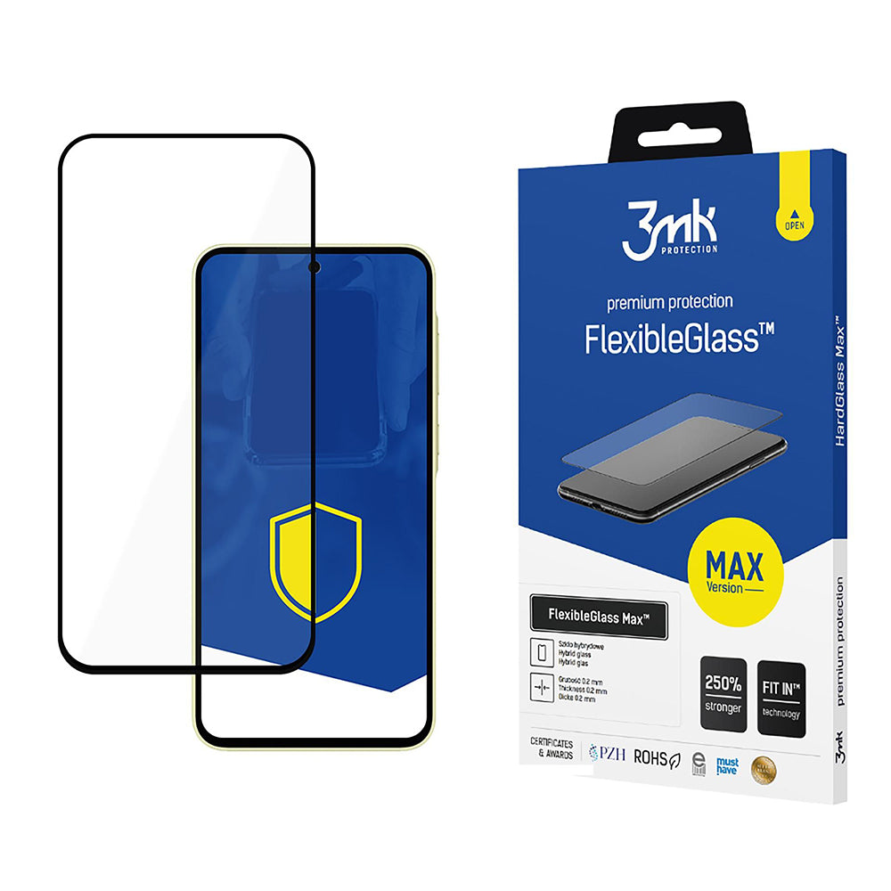 Zaštitna folija za ekran 3MK FlexibleGlass Max za Samsung Galaxy A35 5G A356, Fleksibilno staklo, Full Glue, Crna