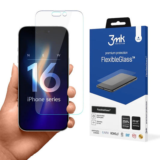 Zaštitna folija za ekran 3MK FlexibleGlass za Apple iPhone 16 Pro Max, Fleksibilno staklo, Full Glue