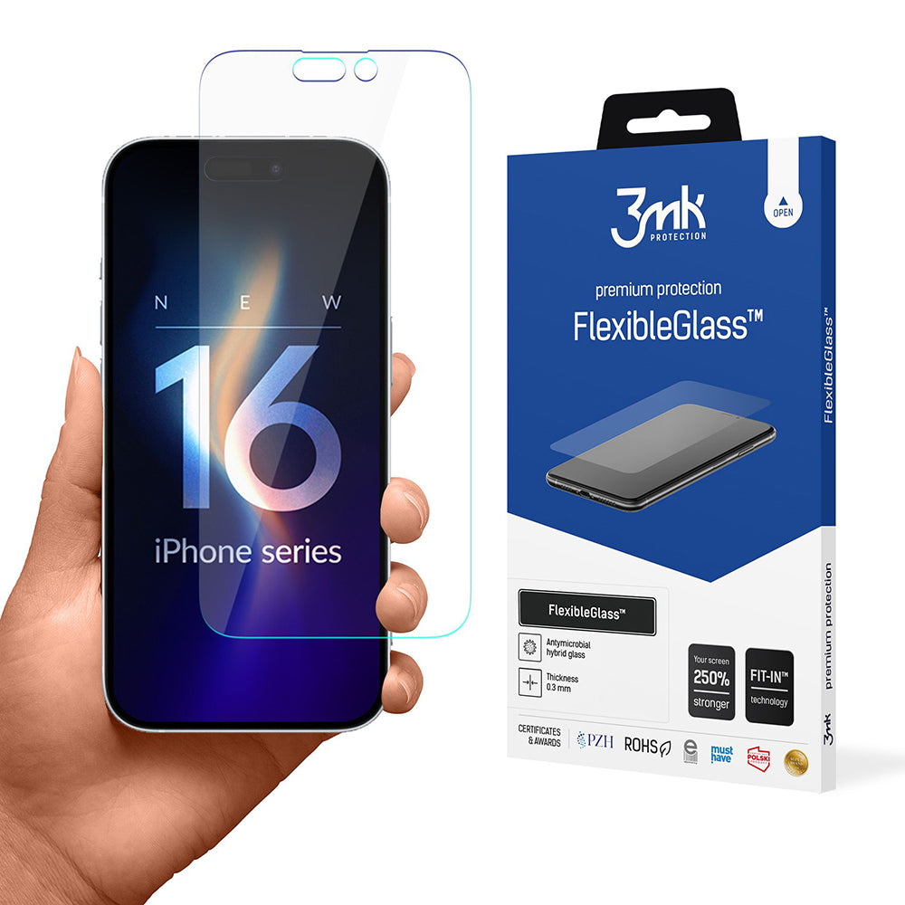 Zaštitna folija za ekran 3MK FlexibleGlass za Apple iPhone 16 Pro, Fleksibilno staklo, Full Glue
