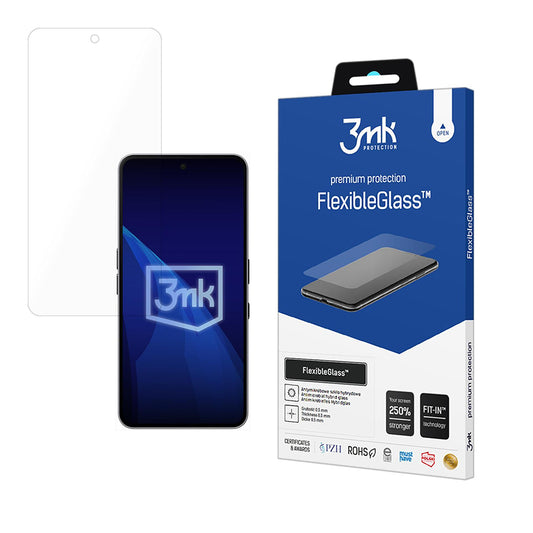 Zaštitna folija za ekran 3MK FlexibleGlass za Nothing Phone (3a), Fleksibilno staklo, Puno ljepilo