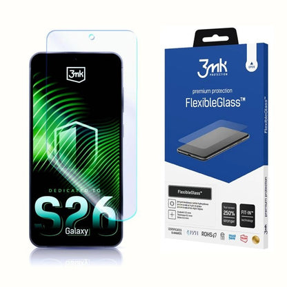 Zaštitna folija za ekran 3MK FlexibleGlass za Samsung Galaxy S26, Fleksibilno staklo, Full Glue, Prozirna