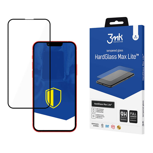 Zaštitna folija za ekran 3MK HardGlass Max Lite za Apple iPhone 17e / 16e / 14 / 13 Pro, Kaljeno staklo, Full Glue, Crna