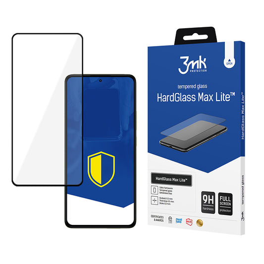Zaštitna folija za ekran 3MK HardGlass Max Lite za Xiaomi Redmi Note 14 Pro 4G / Note 14 Pro+ 5G, Kaljeno staklo, Puna ljepila, Crna