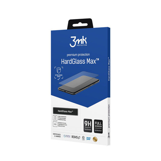 Zaštitna folija za ekran 3MK HardGlass Max za Apple iPhone 16 Pro, Kaljeno staklo, Puna ljepila, Crna