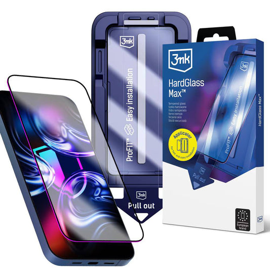 Zaštitna folija za ekran 3MK HardGlass Max za Apple iPhone 18 Pro / 17 Pro, Kaljeno staklo, Puna ljepila, Crna