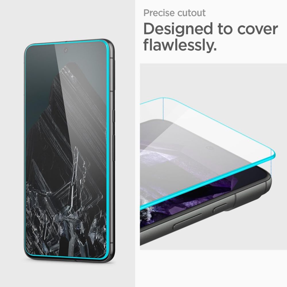 Zaštitna folija za ekran Spigen Alm GlastR za Google Pixel 8 Pro, Kaljeno staklo, Pun ljepilo, Set od 2 komada