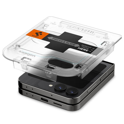 Zaštitna folija za vanjski ekran Spigen GlastR EZ FIT za Samsung Galaxy Z Flip6 F741, Kaljeno staklo, Full Glue, Set 2 komada AGL07972