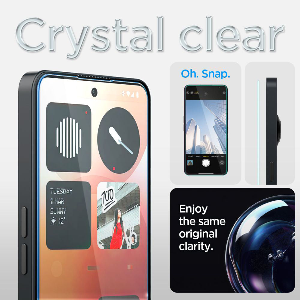 Zaštitna folija za ekran Clear Spigen GlastR EZ FIT za Nothing Phone (3a) / Phone (3a) Pro, Kaljeno staklo, Full Glue AGL09429