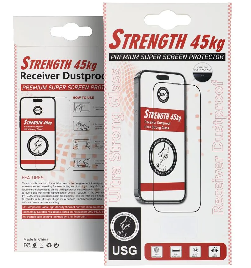 Zaštitna folija za ekran OEM Ultra Strong 45KG za Apple iPhone 17 Pro, Kaljeno staklo, Full Glue, 2.5D, Crna
