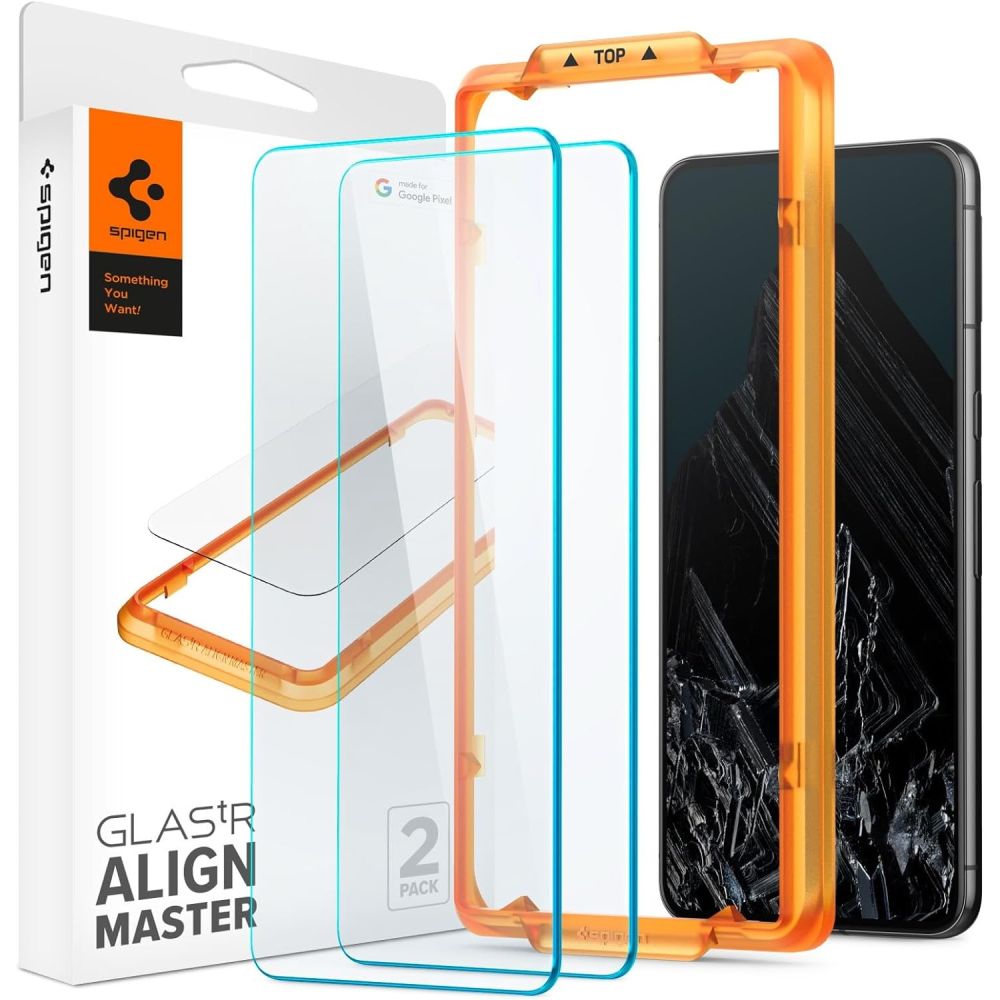 Zaštitna folija za ekran Spigen Alm GlastR za Google Pixel 8 Pro, Kaljeno staklo, Pun ljepilo, Set od 2 komada