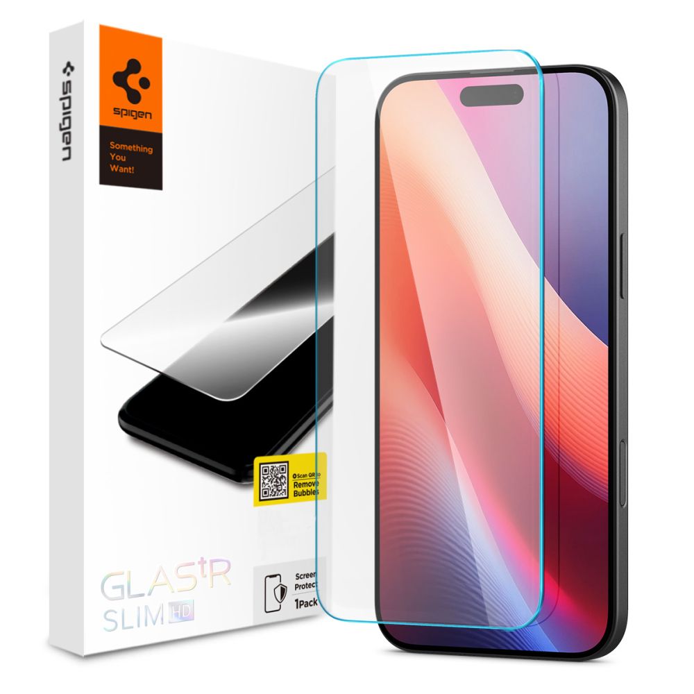 Zaštitna folija za ekran Spigen GlastrR Slim HD za Apple iPhone 16 / 15, Kaljeno staklo, Pun ljepilo, 2.5D AGL06910