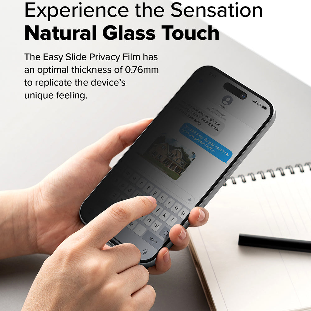 Zaštitna folija za ekran Ringke Easy Slide Privacy za Apple iPhone 16 Pro Max, Kaljeno staklo, Pun ljepilo, Set od 2 komada