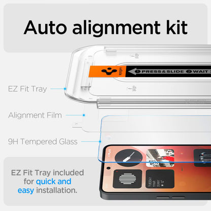 Zaštitna folija za ekran Clear Spigen GlastR EZ FIT za Nothing Phone (3a) / Phone (3a) Pro, Kaljeno staklo, Full Glue AGL09429