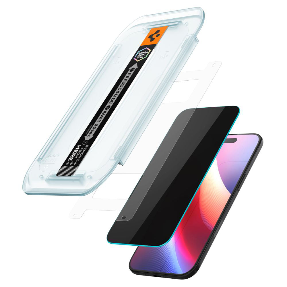 Zaštitna folija za ekran Privacy Spigen GlastR EZ FIT za Apple iPhone 17 Air, Kaljeno staklo, Full Glue, Set od 2 komada