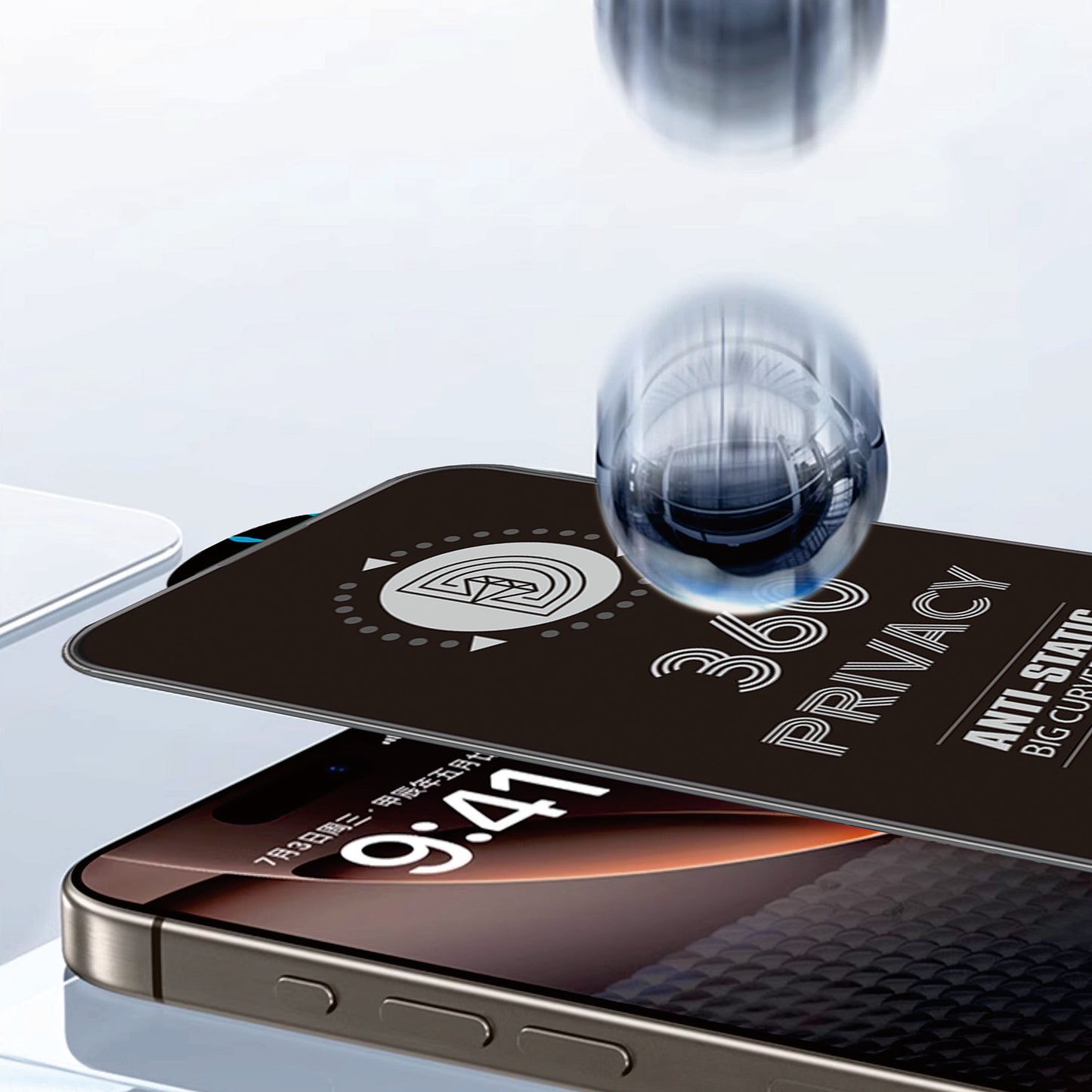 Zaštitna folija za ekran Privacy OEM 360 za Apple iPhone 17 / 16 Pro, Kaljeno staklo, Full Glue