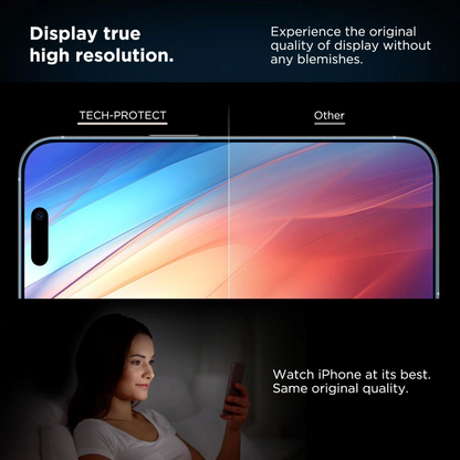 Zaštitna folija za ekran Tech-Protect Quick Set+ za Apple iPhone 17, Kaljeno staklo, Pun ljepilo, Set od 2 komada, Crna