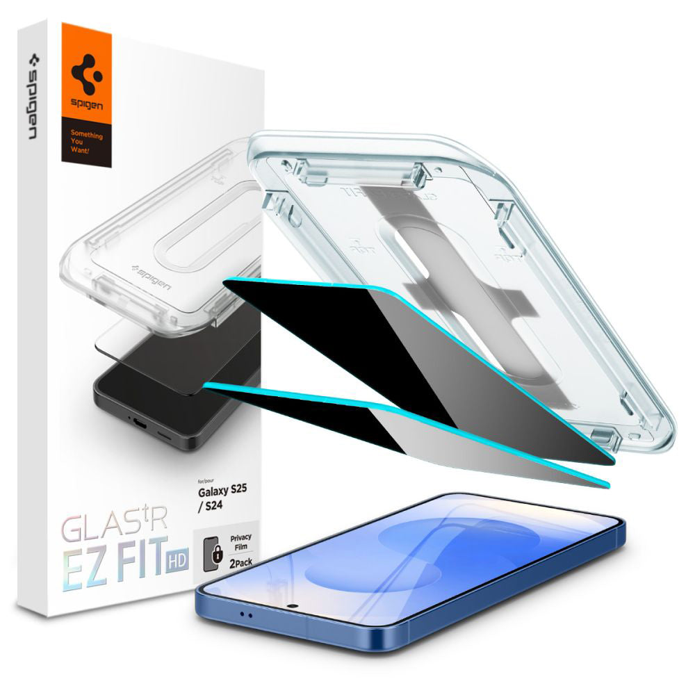 Zaštitna folija za ekran Privacy Spigen GlastR EZ FIT HD za Samsung Galaxy S25 S931 / S24 S921, Kaljeno staklo, Full Glue, Set 2 komada