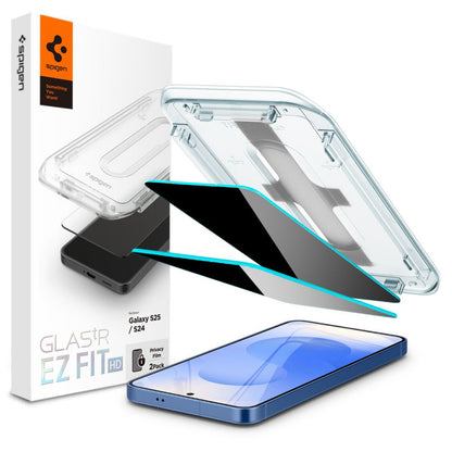 Zaštitna folija za ekran Privacy Spigen GlastR EZ FIT HD za Samsung Galaxy S25 S931 / S24 S921, Kaljeno staklo, Full Glue, Set 2 komada
