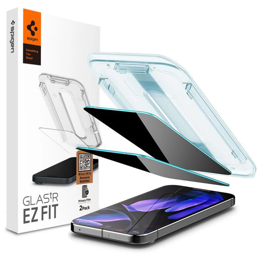 Zaštitna folija za ekran Privacy Spigen GlastR EZ FIT za Google Pixel 9 Pro XL, Kaljeno staklo, Full Glue, Set 2 komada AGL09313