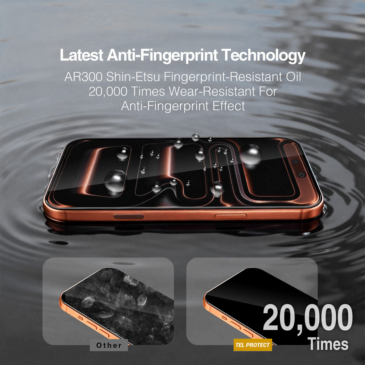 Zaštitna folija za zaslon Tel Protect 10X HD DLC Diamond Coating za Apple iPhone 17 / 16 Pro, kaljeno staklo, potpuno ljepljiva, crna