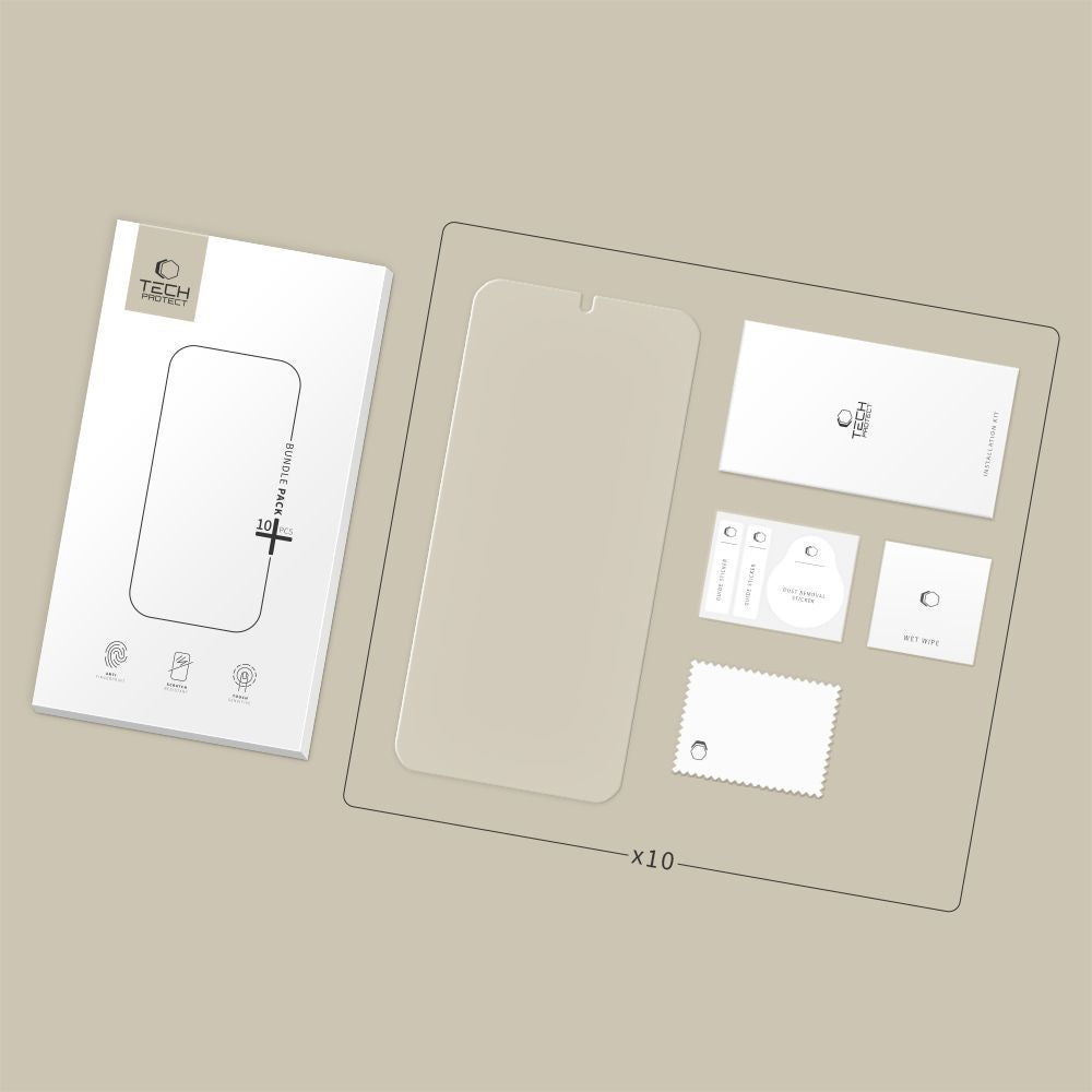 Zaštitna folija za ekran Tech-Protect za Samsung Galaxy S26 S942, Kaljeno staklo, Full Glue, Set od 10 komada