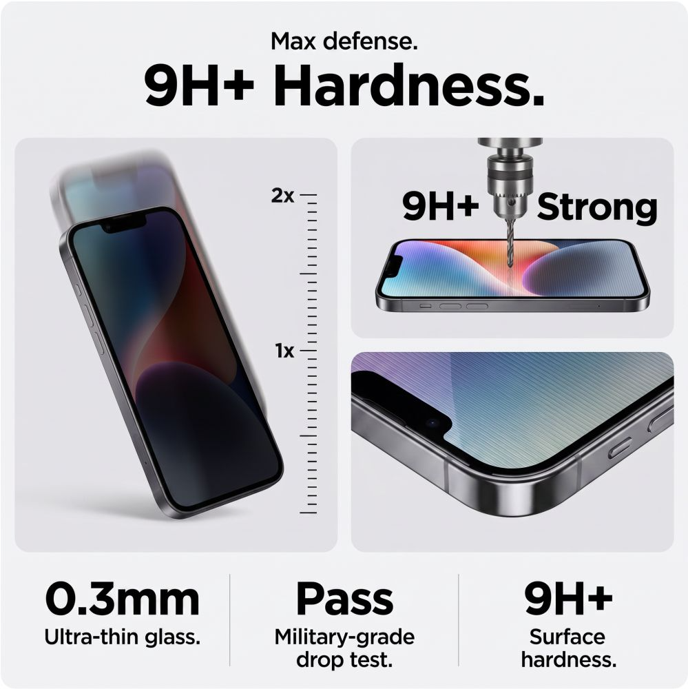 Zaštitna folija za ekran Privacy Tech-Protect OneTouch za Apple iPhone 18 Pro, Kaljeno staklo, Full Glue, Set 2 komada