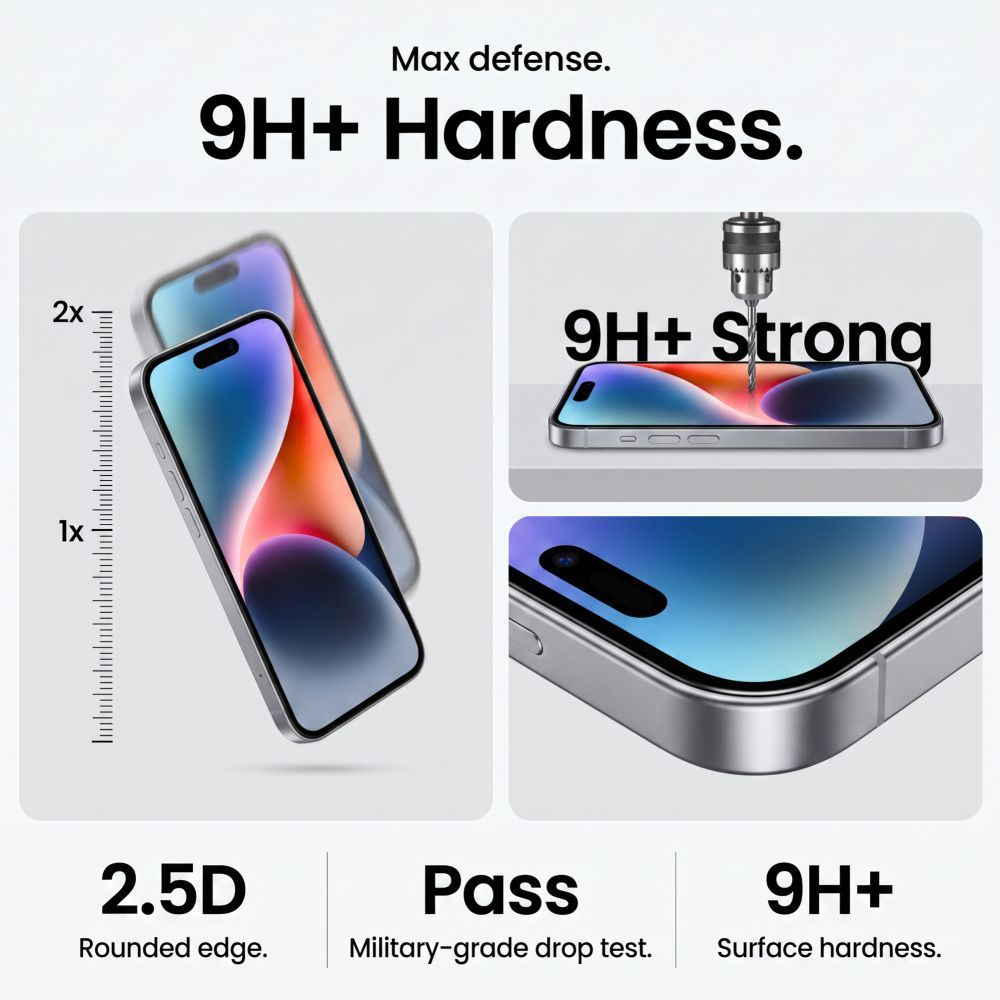 Zaštitna folija za ekran Tech-Protect OneTouch za Apple iPhone 18 Pro / 17 Pro, Kaljeno staklo, Full Glue, Set od 2 komada, Prozirna