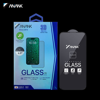 Zaštitna folija za ekran Anank 3X Reinforced Invisible za Apple iPhone 16 Pro Max, Kaljeno staklo, Full Glue, 3D, Crna