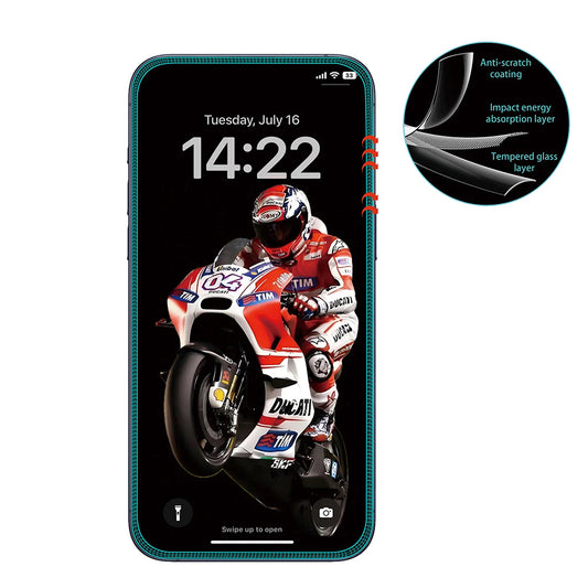 Zaštitna folija za ekran Anank 5X pojačana protiv pucanja za Apple iPhone 17 Pro, Kaljeno staklo, Pun ljepilo, 3D, Crna