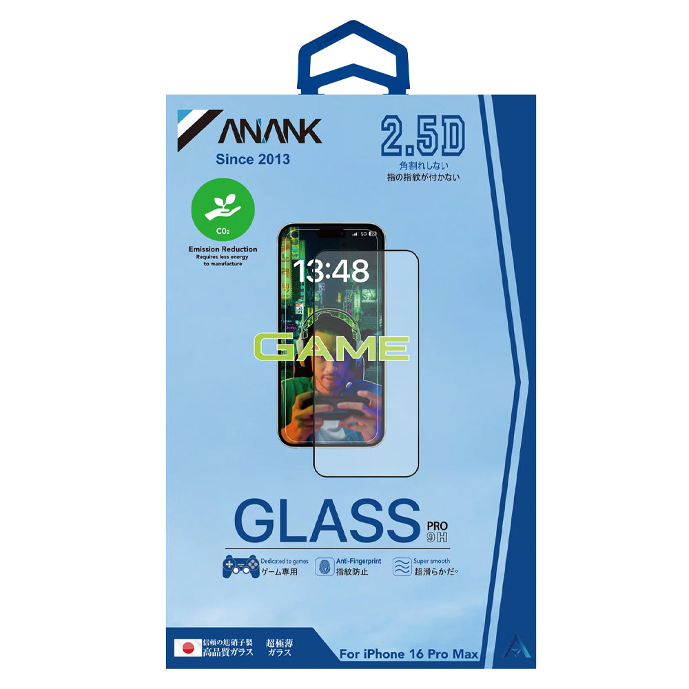 Zaštitna folija za ekran Anank protiv otisaka prstiju za Apple iPhone 14 Pro Max, kaljeno staklo, puna ljepila, 2.5D, crna