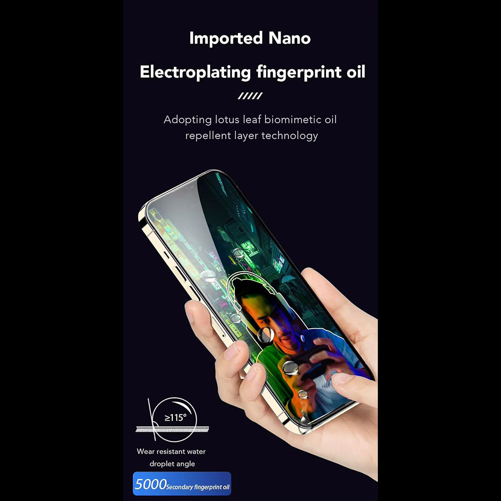 Zaštitna folija za ekran Anank protiv otisaka prstiju za Apple iPhone 15 Pro Max, kaljeno staklo, puna ljepila, 2.5D, crna