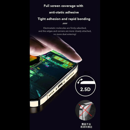 Zaštitna folija za ekran Anank protiv otisaka prstiju za Apple iPhone 15 Pro, kaljeno staklo, puna ljepila, 2.5D, crna