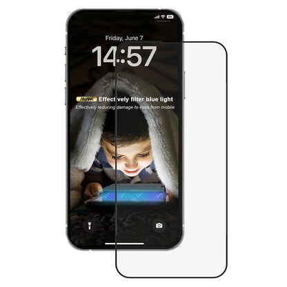 Zaštitna folija za ekran protiv plavog svjetla Anank za Apple iPhone 15 Pro Max, kaljeno staklo, puna ljepila, 2.5D, crna