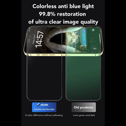Zaštitna folija za ekran Anti Blue Light Anank za Apple iPhone 15 Pro, Kaljeno staklo, Full Glue, 2.5D, Crna