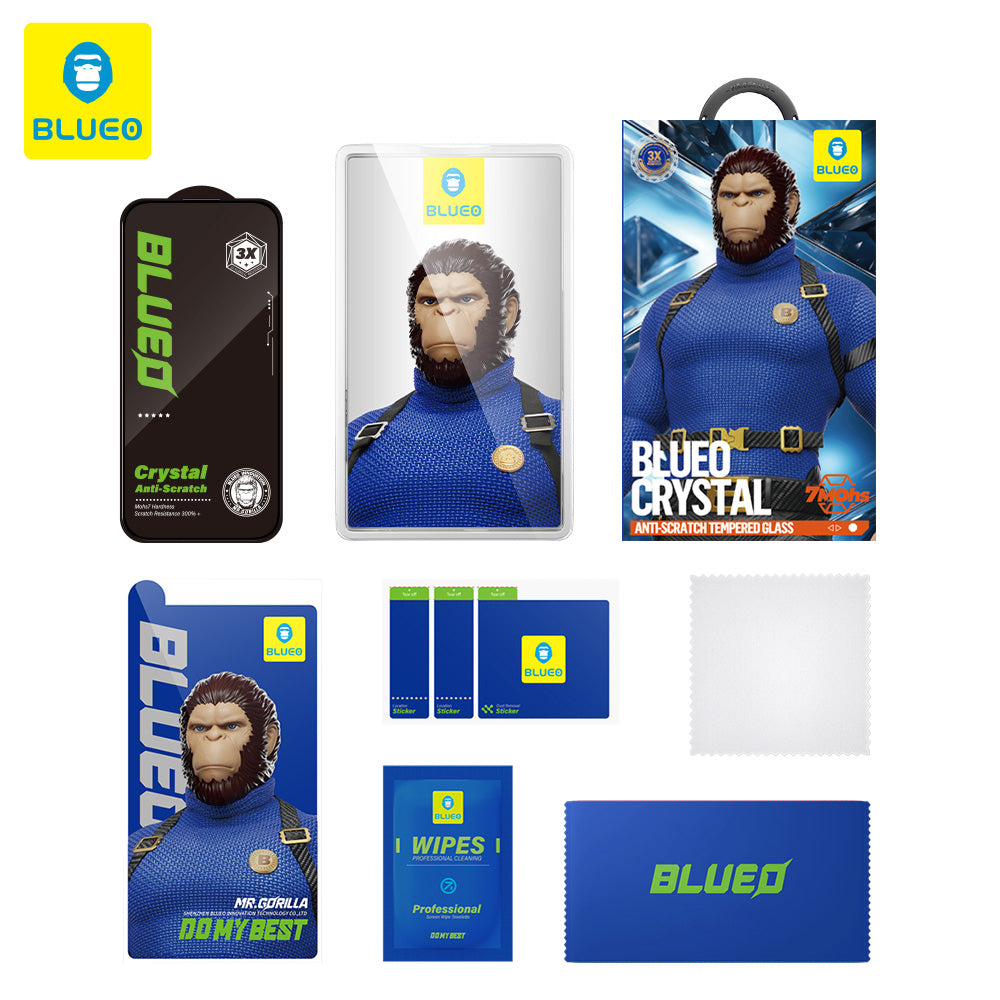 Zaštitna folija za ekran Blueo Crystal Anti-Scratch za Apple iPhone 16 Plus / 15 Plus, Kaljeno staklo, Full Glue, Crna