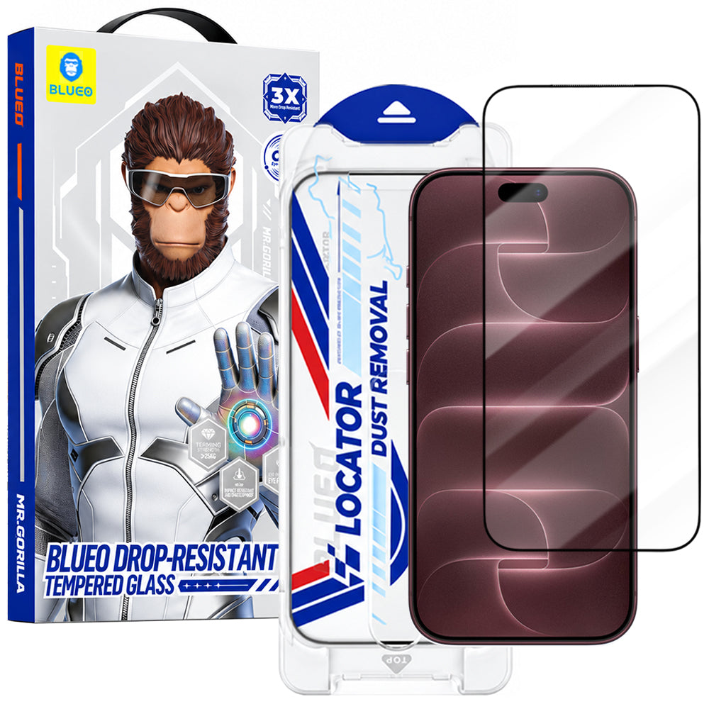 Zaštitno staklo za zaslon Blueo Drop Resistant Applicator Pro za Apple iPhone 18 Pro Max / 17 Pro Max, kaljeno staklo, potpuno ljepljivo, crno
