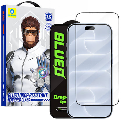 Zaštitna folija za zaslon Blueo Drop Resistant za Apple iPhone 18 Pro / 17 Pro / 17 / 16 Pro, kaljeno staklo, potpuno ljepljiva, crna