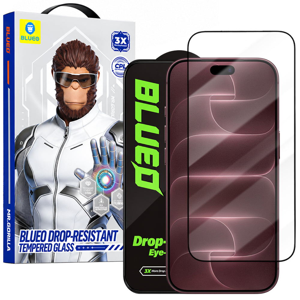 Zaštitna folija za zaslon Blueo Drop Resistant za Apple iPhone 18 Pro Max / 17 Pro Max / 16 Pro Max, kaljeno staklo, potpuno ljepljiva, crna