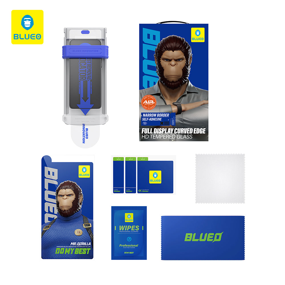 Zaštitna folija za ekran Blueo HD Applicator Pro za Apple iPhone 16 Pro, Kaljeno staklo, Full Glue, 3D, Crna