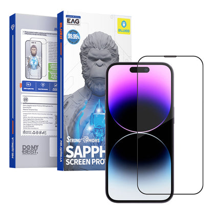 Zaštitna folija za ekran Blueo Sapphire Applicator Pro za Apple iPhone 15 Pro Max, kaljeno staklo, puna ljepila, crna
