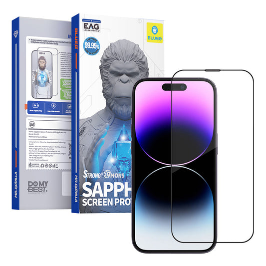 Zaštitna folija za ekran Blueo Sapphire Applicator Pro za Apple iPhone 15 Pro, Kaljeno staklo, Full Glue, Crna