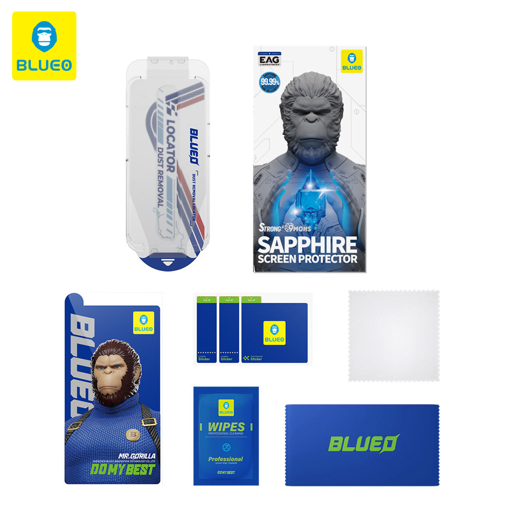 Zaštitna folija za ekran Blueo Sapphire Applicator Pro za Apple iPhone 15 Pro, Kaljeno staklo, Full Glue, Crna