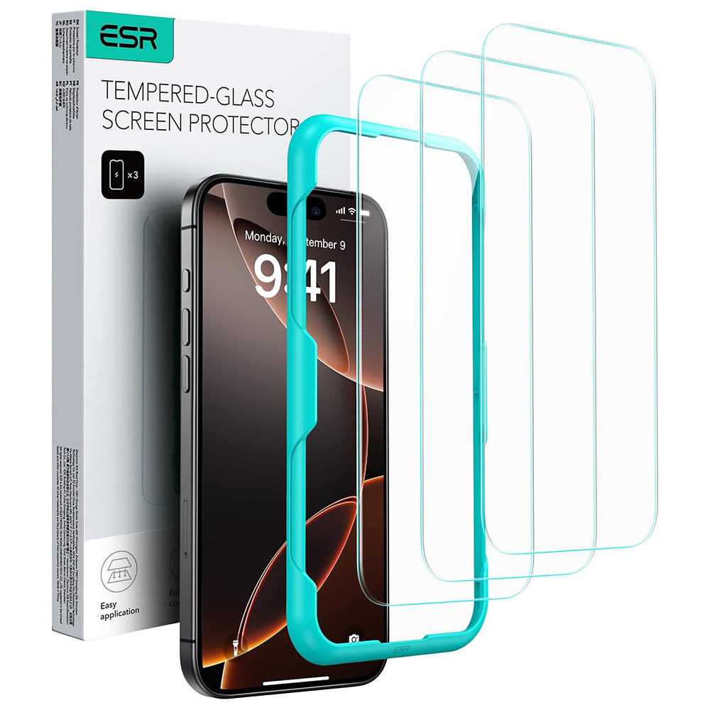 Zaštitna folija ESR za ekran Apple iPhone 17 / 16 Pro, Kaljeno staklo, Full Glue, Set od 3 komada