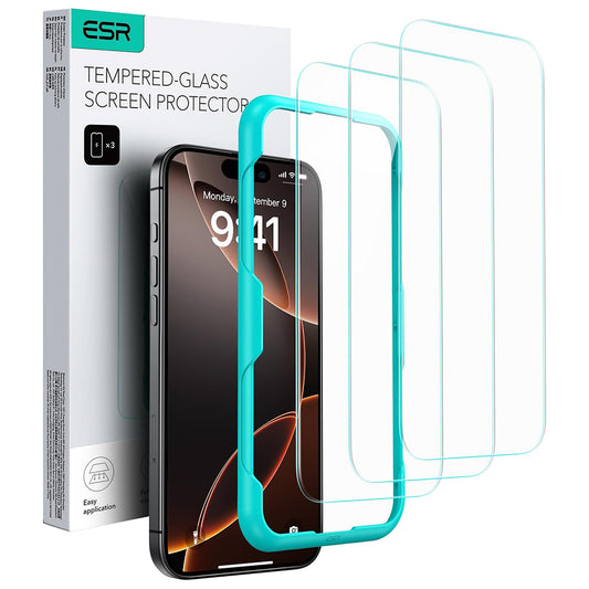 Zaštitna folija ESR za ekran Apple iPhone 17 / 16 Pro, Kaljeno staklo, Full Glue, Set od 3 komada